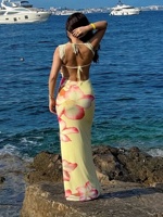 Robe longue d'été pour femme, imprimé floral, dentelle, dos nu, bretelles, style mondaine, ODM pour best-seller