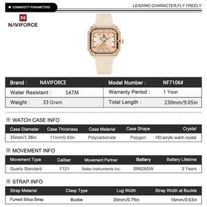 Reloj NAVIFORCE 7106 para Mujer, Elegante, de Cuarzo, con Correa de Silicona, Casual, para Negocios - Product Image 6