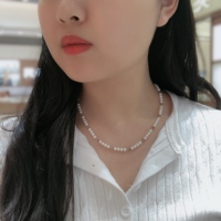 Collier en or 18 carats avec perles d'eau douce naturelles (avec jaspe et péridot)