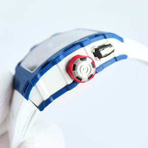 Reloj Mecánico Automático 3503 con Caja de Fibra de Carbono Azul, Correa de Goma Blanca, Luminoso, Deportivo, Resistente al Agua, Tourbillon - Product Image 3