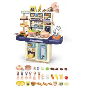 Kinderen Onderwijs Speelhuis Speelgoed Koken Licht Keuken Set Keukengerei Servies Tafel Stand Voedsel Set Pretend Speelgoed Voor Kids