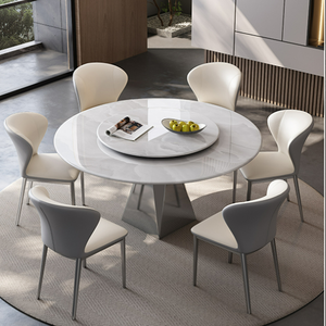 Juego <span class=keywords><strong>de</strong></span> <span class=keywords><strong>Mesa</strong></span> y Sillas <span class=keywords><strong>de</strong></span> Comedor <span class=keywords><strong>de</strong></span> Cristal <span class=keywords><strong>de</strong></span> Alta Gama Personalizado con Tablero <span class=keywords><strong>de</strong></span> Roca Brillante <span class=keywords><strong>de</strong></span> 1.2m, Diseño Moderno para Hogares Familiares Pequeños - Product Image 2