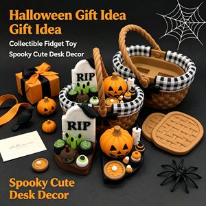 Porte-clés Clicker Panier de Pique-nique d'Halloween Imprimé en 3D, Ornement de Bureau Mignon et Sombre, Cadeau de Fêtes - Product Image 5