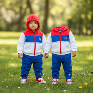 Ensemble de vêtements pour bébé garçon <span class=keywords><strong>Converse</strong></span> Colorblock All Star <span class=keywords><strong>avec</strong></span> sweat à capuche et pantalon de jogging bleu blanc rouge - Product Image 3