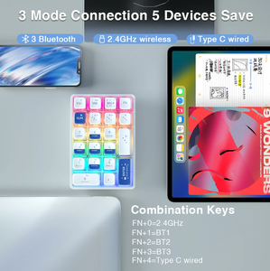 K21 Có Dây/Bt/2.4G Số Pad Cơ Khí Trong Suốt Numeric Bàn Phím 21 Phím Với RGB/Ánh Sáng Trắng - Product Image 2