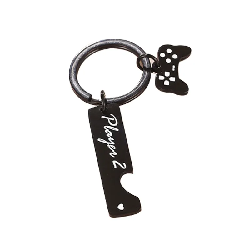 Wholesale High Quality Split Heart Flat Bar Key Chain Game Lover Couple Key Chain Game Pad Charm Key Chain