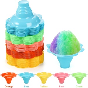 Copas de cono de nieve Afeitado Flor de hielo Taza de plástico PET Helado Tazas de flores Copo de nieve Batido Salteado Postre agrio Tazón para llevar - Product Image 3