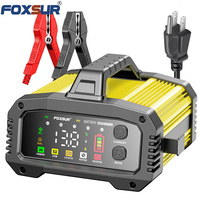 Chargeur de batterie Foxsur 2027 12V 25A 24V 15A avec fonction de réparation pour batteries plomb-acide et LiFePO4, et booster de démarrage pour voiture et moto