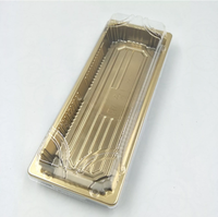 Conteneur de Sushi doré jetable, boîte en plastique rectangulaire pour emballage et à emporter avec couvercle transparent 50 pièces