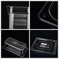 1/6-10 incassable restaurant cuisine stockage de qualité alimentaire casserole en plastique PC GN casserole en polycarbonate
