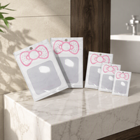 Sachets refermables à motif nœud mignon avec fenêtre transparente et trou de suspension pour petites entreprises, bijoux, lunettes, pierres précieuses, bracelets, cartes photo