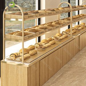Mostrador de exhibición de panadería de vidrio curvo de alta calidad, vitrina de lujo personalizada para exhibir postres y pan, para diseño de interiores de panaderías. - Product Image 2