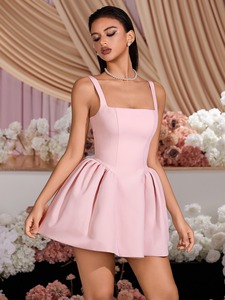 Robe de Soirée Rose de Luxe pour Femme – Élégante, Sans Manches, Taille Haute, Mini – Idéale pour Bal, Fête, Mariage ou Tenue Formelle – Vente en Gros - Product Image 1