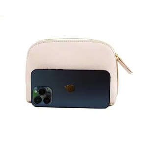 Bolsa de Maquillaje de Piel Sintética PU con Cierre, Diseño Clásico en Forma de Concha, Impermeable, Color Rosa, para Viaje, con Cierre de Cremallera, Marca Privada - Product Image 4