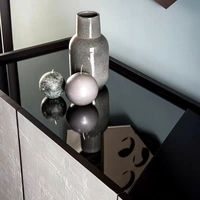 Meuble TV en verre trempé de luxe italien, meuble de salon en bois massif pour villa, meuble TV moderne et simple