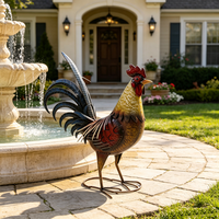 Statue de coq en fer pour jardin, décoration extérieure en métal pour patio et pelouse