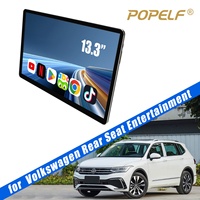 Moniteur d'appuie-tête universel pour voiture Android 14 avec écran tactile, commandes par boutons physiques, audio Bluetooth, transmetteur FM intégré, 4K