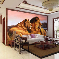 Papier peint photo personnalisé, lion de la prairie africaine, salon, chambre à coucher, fond de mur, décoration murale, peinture, animaux, murale, dé parede 3D