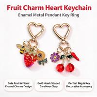Porte-clés Fraise Tournesol Abeille Cerise, Pendentif Fruit, Breloque de Sac, Anneau de Clés, Accessoire de Sac à Main pour Femmes et Filles
