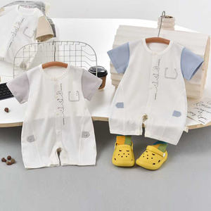 Combinaison à manches courtes pour bébé, combinaison pour nouveau-né, combinaison triangulaire en coton pour garçon, douce pour la peau - Product Image 6