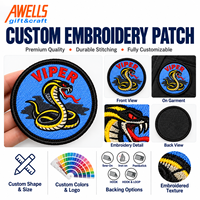 Patch Bordir Ular Cobra Kustom, Lencana Bulat Viper untuk Jaket Motor, Tas Ransel, Topi, dan Pakaian Jalanan AWELLS