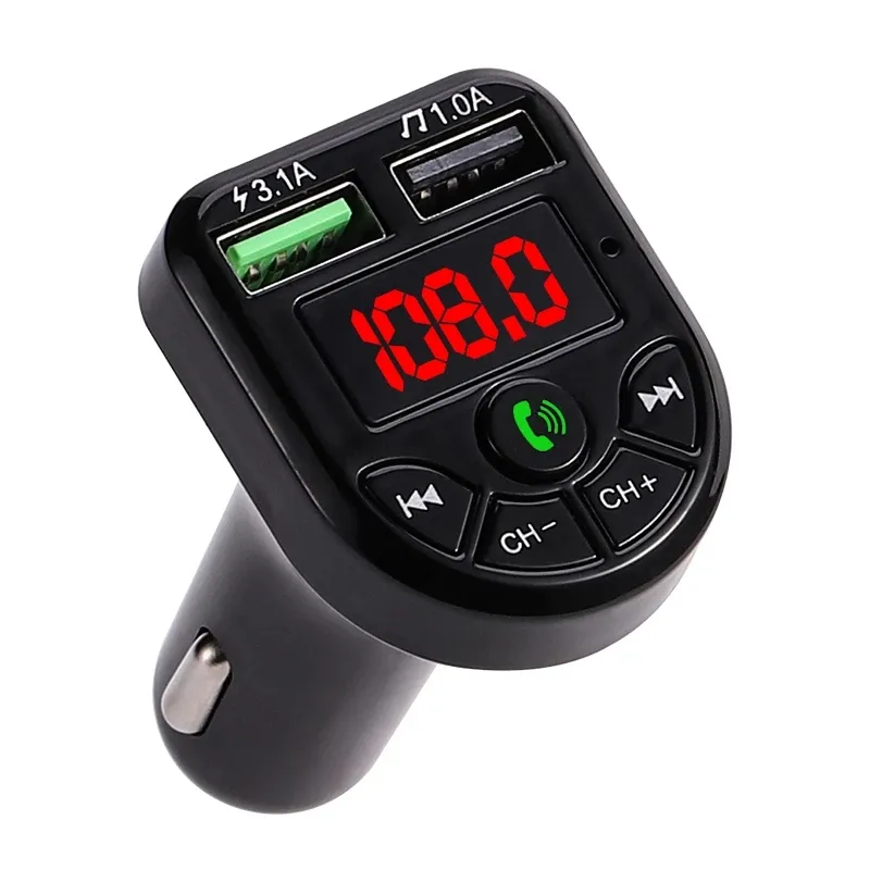 BTE5 Car Kit FM Transmitter MP3 Player 5.0 Wireless Handsfree Audio Receiver Dual USB Fast Charger 3.1A Car Charger