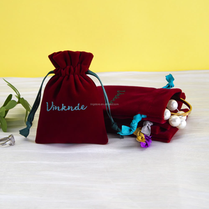 Pochette en velours bordeaux de haute qualité 8*10cm, durable, avec cordon de serrage, pour bijoux, emballage cadeau, bougies, cosmétiques, sacs à bijoux - Product Image 1