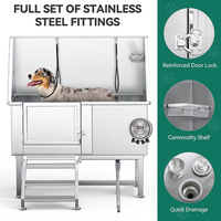 Station de bain professionnelle pour chiens en acier inoxydable 304 écologique 50L pour animaux de compagnie de grande et petite taille avec escalier gauche au sol