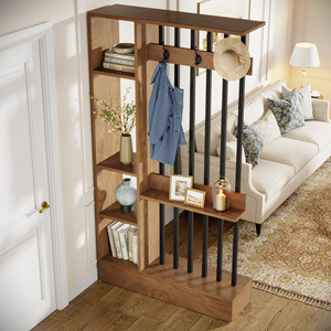 Tribesigns Étagère séparatrice autoportante marron <span class=keywords><strong>de</strong></span> 71 pouces, <span class=keywords><strong>séparateur</strong></span> moderne avec rangement et crochets pour manteaux pour la maison et le bureau - Product Image 3