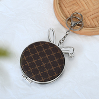 Porte-clés mignon petit lapin, miroir double face texturé, ornement de miroir de maquillage à grille pratique