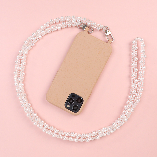 Custom Crossbody Bag Chain Purse Strap Elegant Knit Pearl Keychain Bead Charm for Phone case