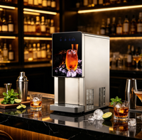 Machine à glace et à eau 2-en-1 en acier inoxydable avec finition métallique brossée de qualité alimentaire pour comptoir de magasin de proximité