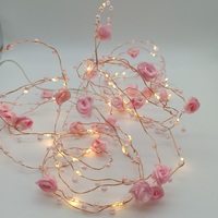 50 Led dekoratif ışıkları noel süsler piller işletilen kumaş gül çiçek ev gece dekorasyon sıcak Led dize ışıkları