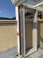 Porte pliante en aluminium et verre sur mesure, porte à double battant isolée thermiquement pour jardin