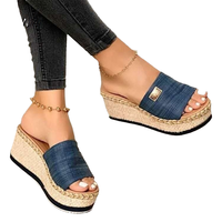 Spot Été 2025 Chaussures Femme Vente en Gros Usine Sandales Tendance Compensées Semelle Caoutchouc Claquettes et Mules pour Femme