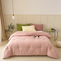 Ensemble de housse de couette en polyester de couleur unie, couette en soie, sac rose vert, ensemble de literie, coton, tencel, bambou, polyester, vente en gros