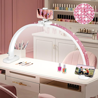 Lampe à LED demi-lune pliable et à intensité réglable pour manucure, extension de cils, éclairage de salon de beauté