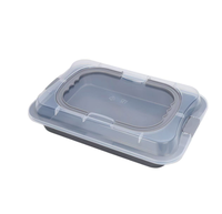Plaque de cuisson rectangulaire portable en acier au carbone antiadhésive avec couvercle en plastique, ustensile de cuisson pour gâteaux au four