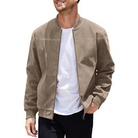 Nouvelle veste bomber style punk automne pour homme, style européen et américain, coupe slim, en daim, zippée, col montant, grande taille, décontractée