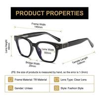Gafas Ópticas Unisex Retro Cuadradas Sunray TR90 con Montura Completa, Bisagras Metálicas Doradas, Detalle de Remaches y Lentes Transparentes, Venta al por Mayor OEM