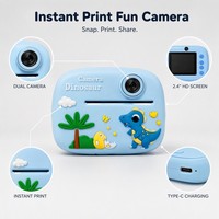 Kamera Instan Anak Grosir Desain Dinosaurus Santa Unicorn Printer Foto Thermal 200DPI Layar IPS OEM Logo Kustom Usia