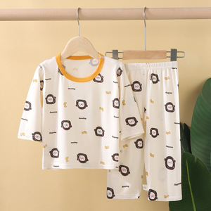 Pyjamas Bébé et Enfant Printemps 2025 – Légers en Modal Lyocell, Manches Mi-Longues, Motifs Animaux Rayés et Dessins Animés, Respirants <span class=keywords><strong>pour</strong></span> Garçons et Filles - Product Image 5