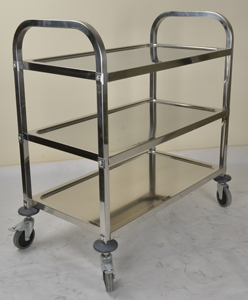 عربة طعام فاخرة مستطيلة الشكل من الفولاذ المقاوم للصدأ بثلاثة طوابق وأربع عجلات للاستخدام التجاري في الفنادق والمطاعم - Product Image 2