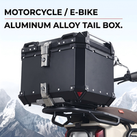 36L/45L/56L/65L Top Case Moto en Aluminium à Double Verrouillage, Design Mecha, Noir, Antichoc, Anti-poussière, pour Aventure