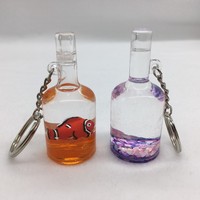 OEM ODM Nouveau design Vente en gros Personnalisé Mini porte-clés liquide créatif en acrylique motif dessin animé avec flotteur 3D, paillettes et alliage