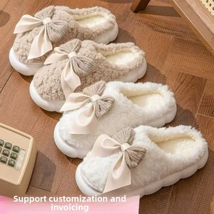 Nuove Pantofole da <span class=keywords><strong>Casa</strong></span> Invernali/Autunnali 2026 A416 con Fiocco a Farfalla, in Cotone, Calde, per <span class=keywords><strong>Donna</strong></span>, Post-Parto, con Suola Spessa, Fornitura Diretta dalla Fabbrica - Product Image 2