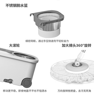 Dropshipping Shopify Lazy Household Large Roller Dual Drive Spin <b>Mop</b> Hands Free Wash Replaceable Head Rotating Cleaner - Product Image 5