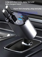Cargador de Coche Retráctil, Compatible con 180 °   Adaptador Multi-Puerto con Carga Rápida, Indicador de Voltaje y Control Inteligente de Temperatura