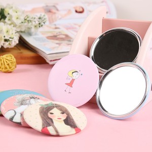 <b>Compact</b> Mirror Round Portable <b>Makeup</b> Touch Up Mirror Cartoon Design For Students And Girls - Product Image 1