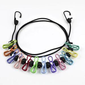 Corde <span class=keywords><strong>à</strong></span> <span class=keywords><strong>linge</strong></span> <span class=keywords><strong>rétractable</strong></span> d'<span class=keywords><strong>extérieur</strong></span> coupe-vent et antidérapante avec 12 pinces réglables - Product Image 1